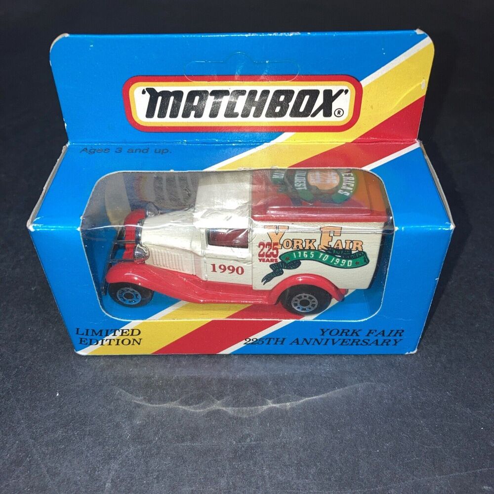 1990 Matchbox York Fair 225th Anniversary Model A Ford Van (White) in Box